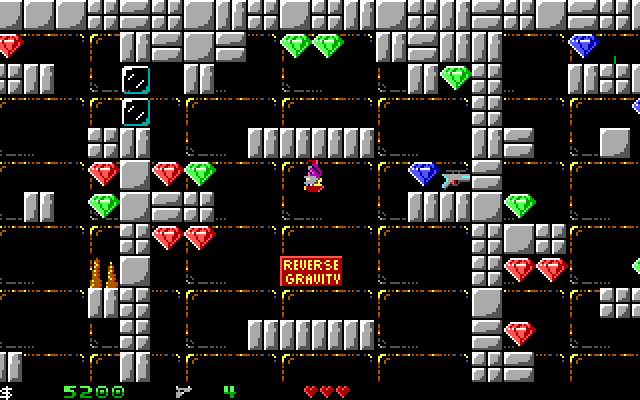 Crystal Caves IBM PC/Compatibles Screenshot: Gravity is reversed here; that makes things tough!