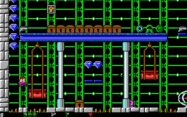 Crystal Caves IBM PC/Compatibles Screenshot: Jumping on a platform...