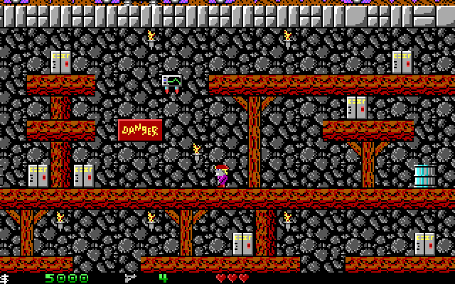 Crystal Caves IBM PC/Compatibles Screenshot: Danger here! Which door to try next?