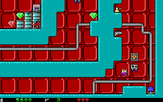 Crystal Caves IBM PC/Compatibles Screenshot: Jumping towards a moving platform...but missed!