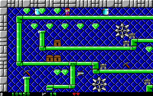 Crystal Caves IBM PC/Compatibles Screenshot: Collecting diamonds...
