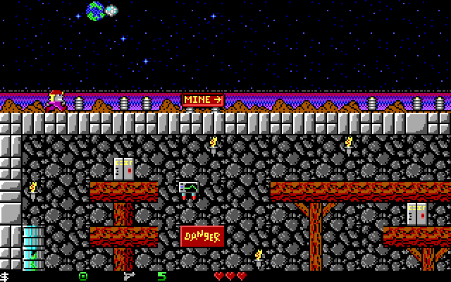 Crystal Caves IBM PC/Compatibles Screenshot: The starting location on the main level.