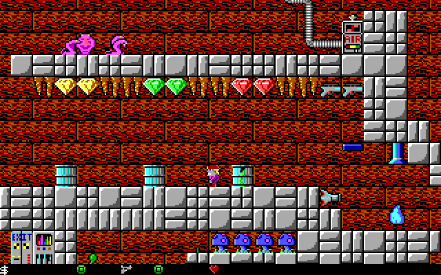 Crystal Caves IBM PC/Compatibles Screenshot: Collect the diamonds, but don't hit the spikes...