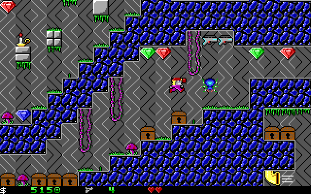 Crystal Caves IBM PC/Compatibles Screenshot: Be careful, that spider is dangerous...