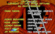 Crystal Caves for IBM PC/Compatibles - Game credits.