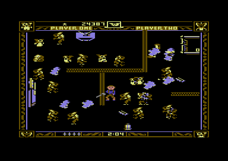 Gremlins Commodore 64 Screenshot: More walls are added as the game progresses...