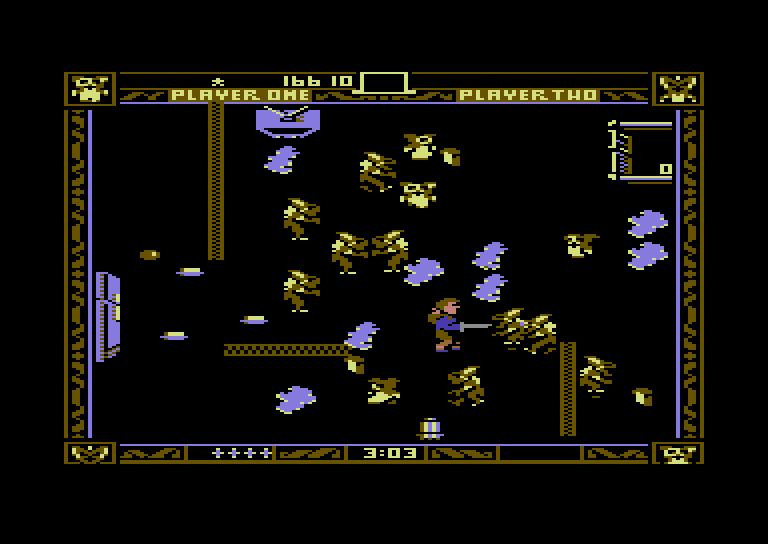 Gremlins Commodore 64 Screenshot: More and more gremlins appear...