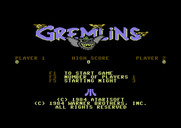 Gremlins for Commodore 64 - Title screen and game options.