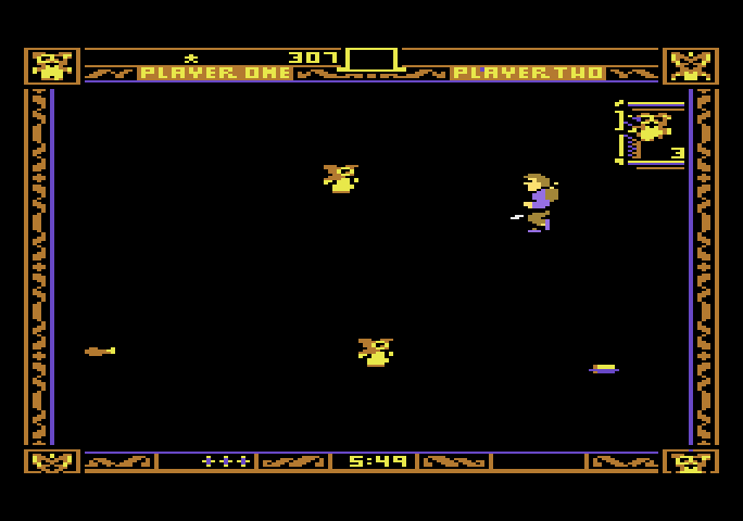 Gremlins Atari 5200 Screenshot: Return all of the mogwai to the pen.
