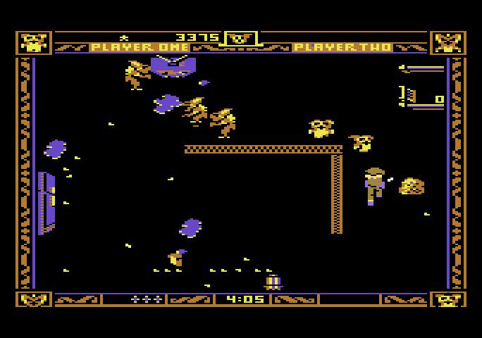 Gremlins Atari 5200 Screenshot: If mogwai eat the popcorn they turn into gremlins.