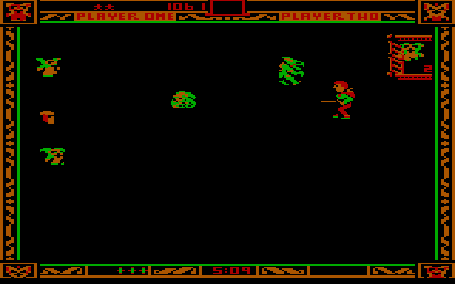Gremlins IBM PC/Compatibles Screenshot: Capture the Mogwai and return them to the pen in the upper right corner.