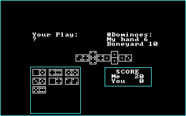 Mack's Domino Parlor IBM PC/Compatibles Screenshot: Player's turn.