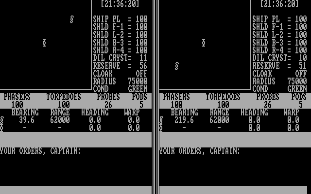 Dueling Starships IBM PC/Compatibles Screenshot: Game start.
