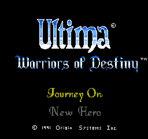 Ultima V: Warriors of Destiny NES / Famicom Screenshot: Title screen.
