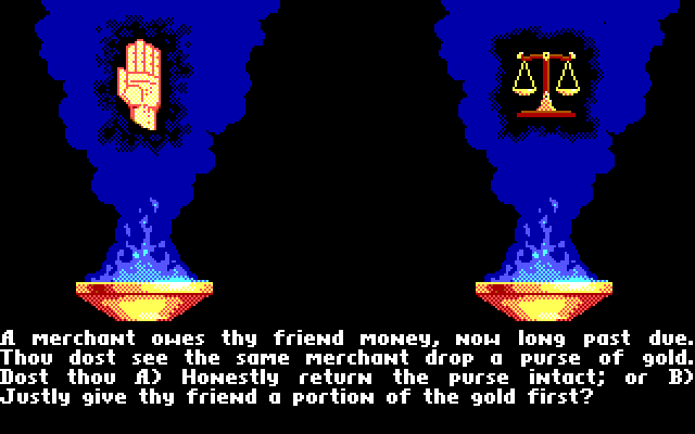 Ultima V: Warriors of Destiny IBM PC/Compatibles Screenshot: Answer a series of questions to determine your character stats.