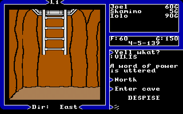 Ultima V: Warriors of Destiny IBM PC/Compatibles Screenshot: Climbing down the ladder...