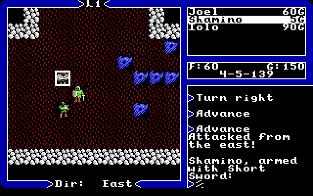 Ultima V: Warriors of Destiny IBM PC/Compatibles Screenshot: A battle with ghosts begins!
