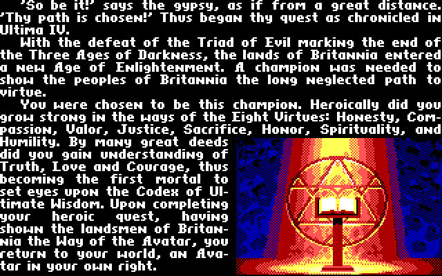 Ultima V: Warriors of Destiny IBM PC/Compatibles Screenshot: My character has been created!