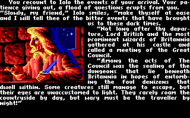 Ultima V: Warriors of Destiny IBM PC/Compatibles Screenshot: The story beginning unfolds...