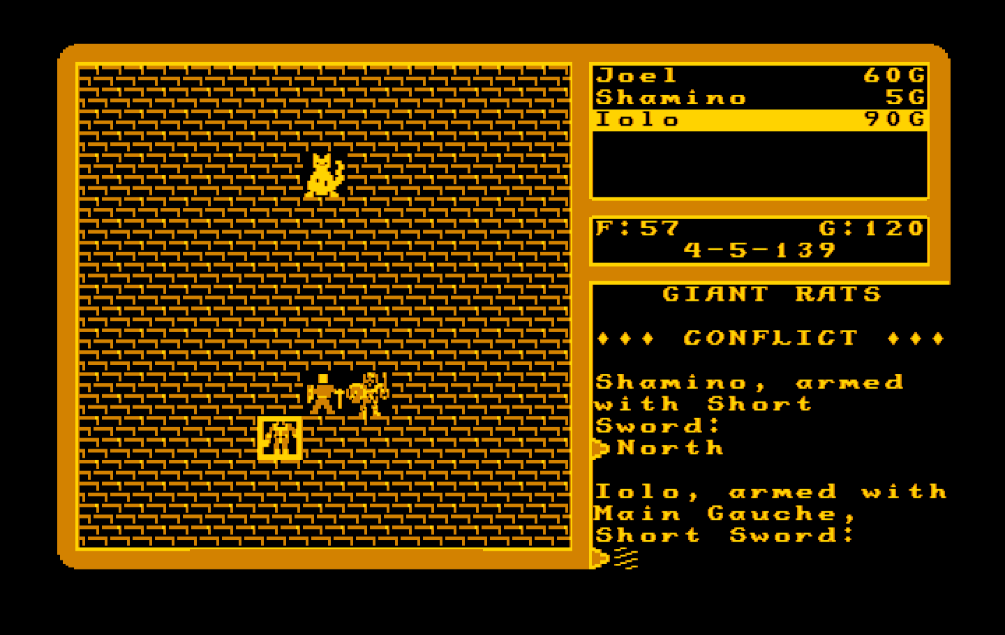 Ultima V: Warriors of Destiny IBM PC/Compatibles Screenshot: Conflict! Get ready to fight...