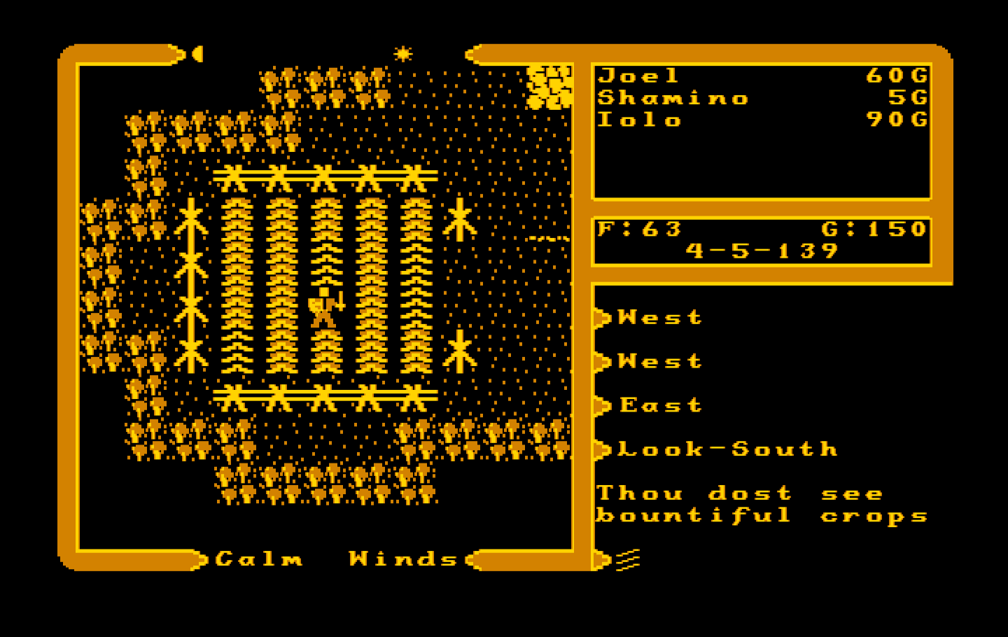 Ultima V: Warriors of Destiny IBM PC/Compatibles Screenshot: Some bountiful crops here!