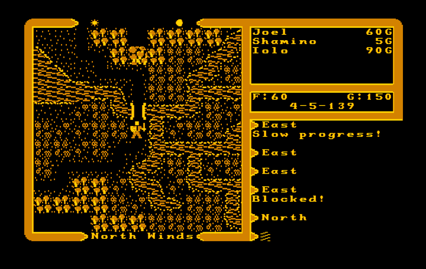 Ultima V: Warriors of Destiny IBM PC/Compatibles Screenshot: Crossing a bridge...