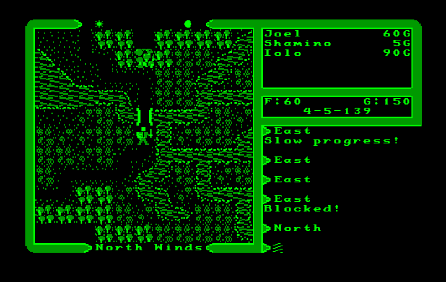 Ultima V: Warriors of Destiny IBM PC/Compatibles Screenshot: Crossing a bridge...