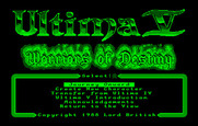 Ultima V: Warriors of Destiny for IBM PC/Compatibles - Main menu.