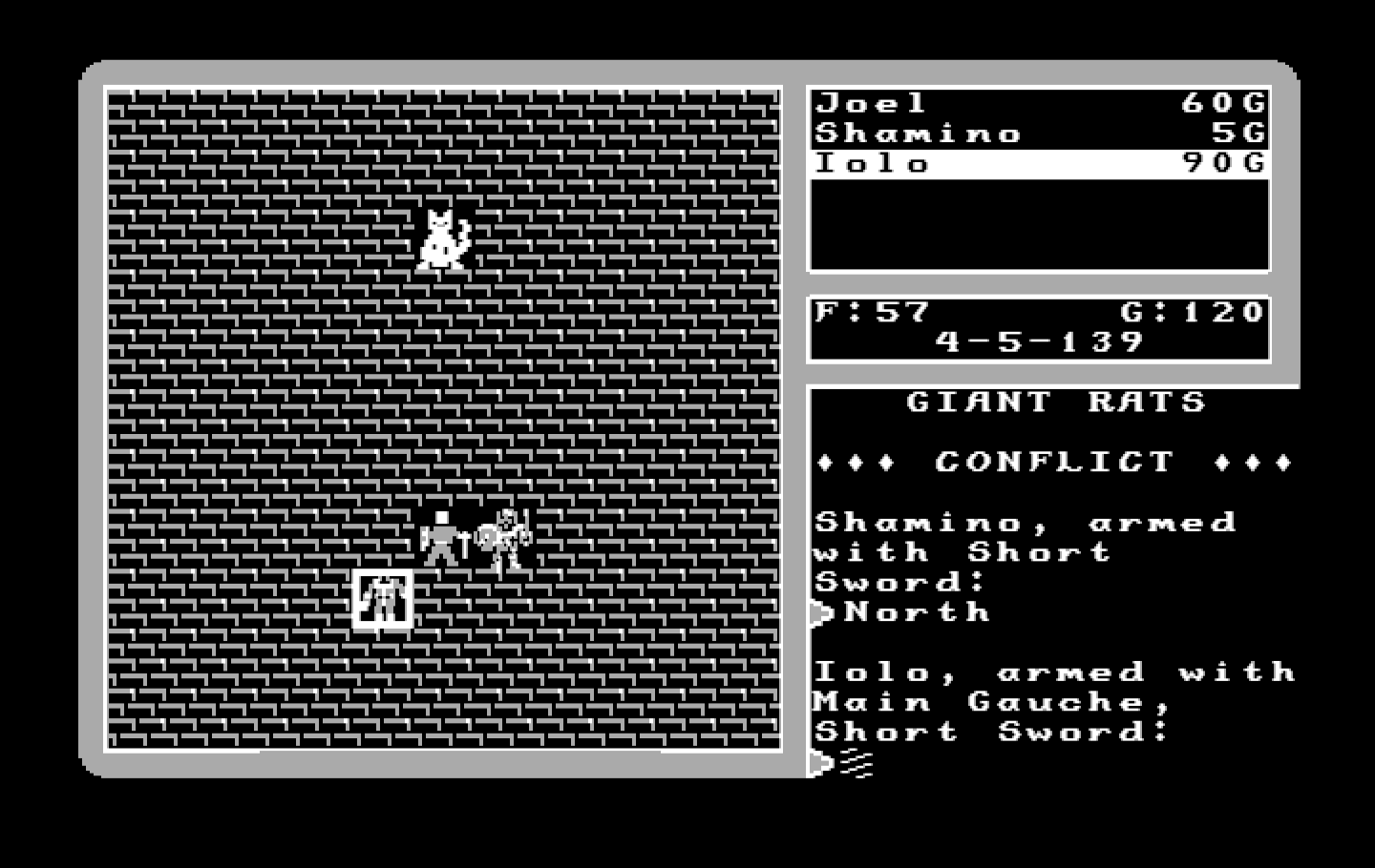 Ultima V: Warriors of Destiny IBM PC/Compatibles Screenshot: Conflict! Get ready to fight...