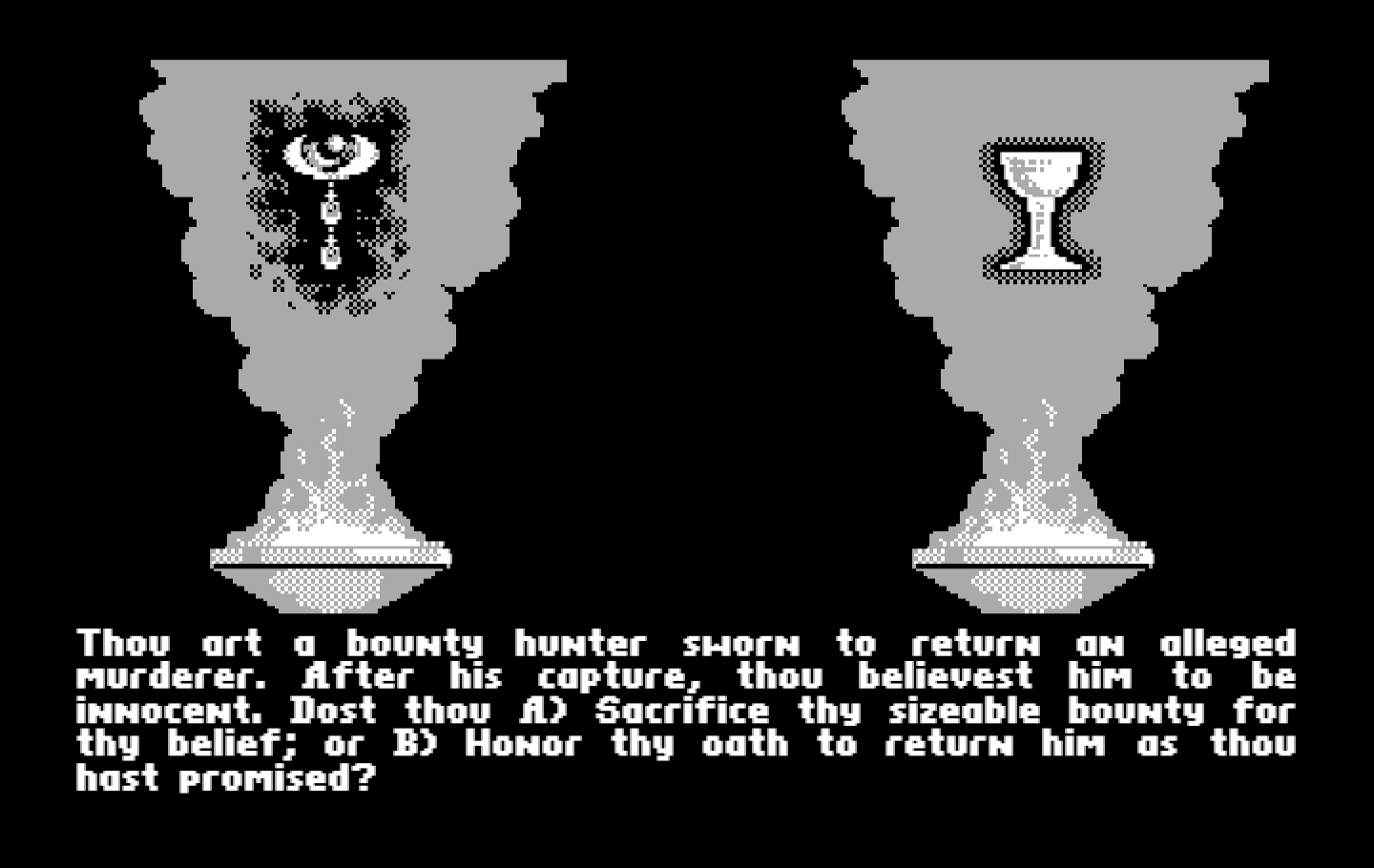Ultima V: Warriors of Destiny IBM PC/Compatibles Screenshot: Answer some questions to determine your character stats.