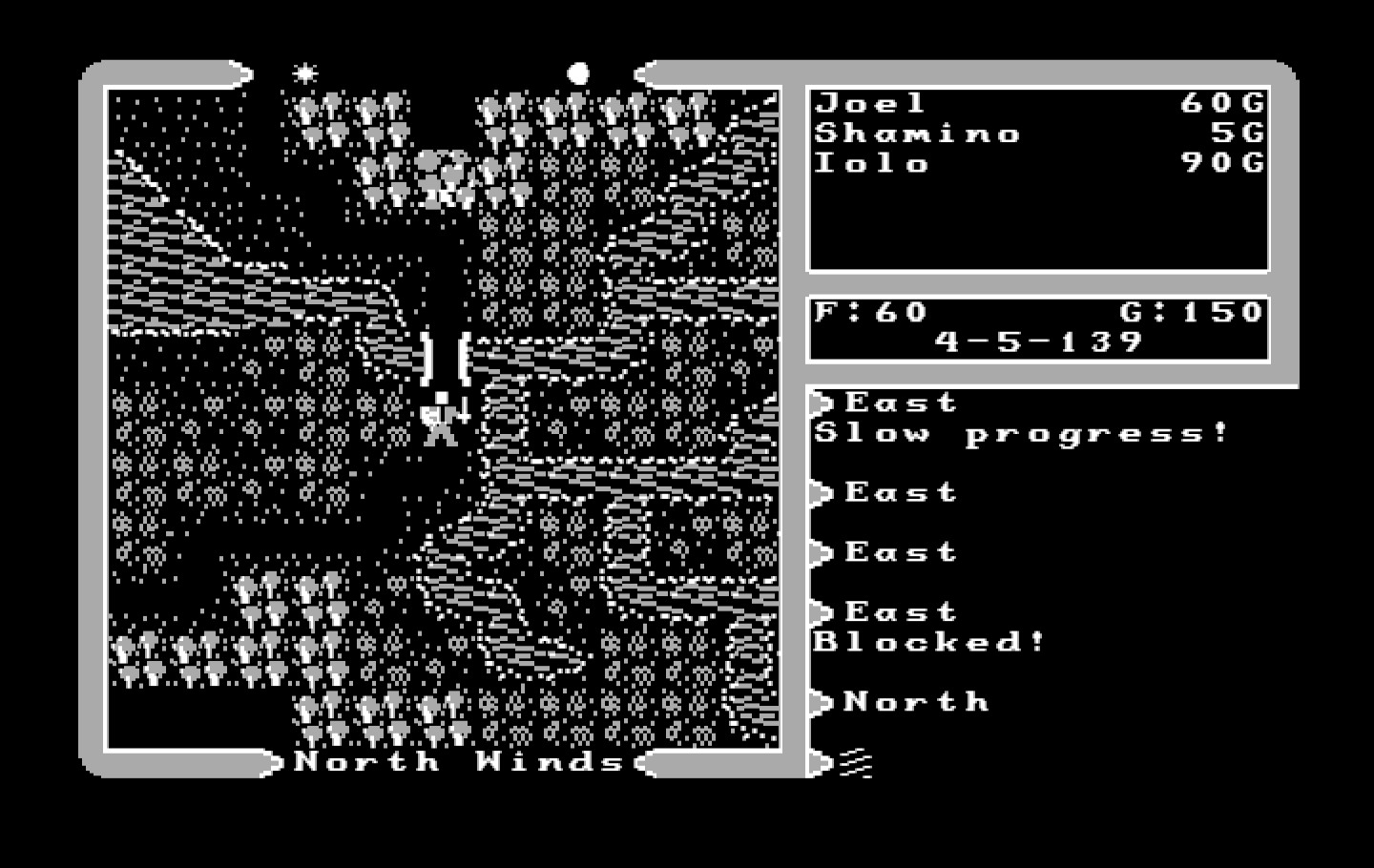 Ultima V: Warriors of Destiny IBM PC/Compatibles Screenshot: Crossing a bridge...