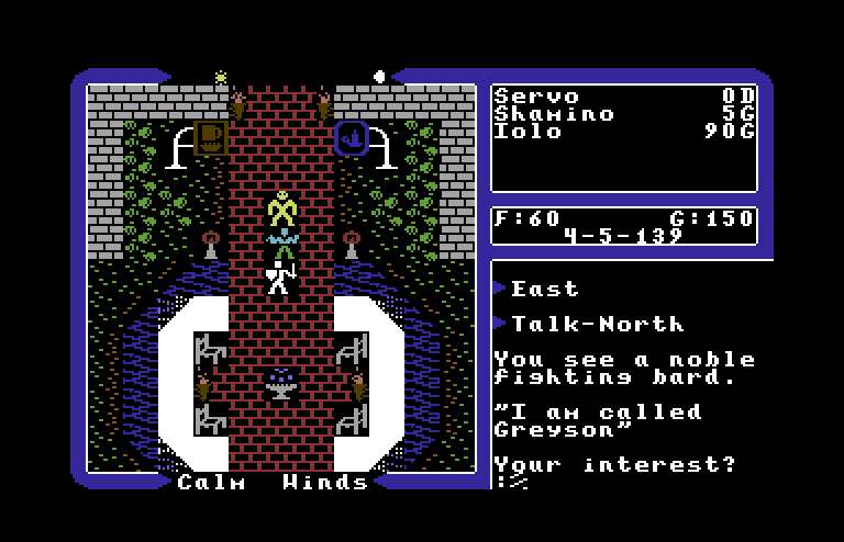 Ultima V: Warriors of Destiny Commodore 64 Screenshot: Talking with Greyson.