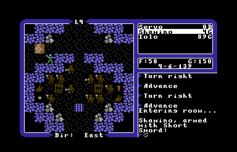 Ultima V: Warriors of Destiny Commodore 64 Screenshot: This room looks dangerous!