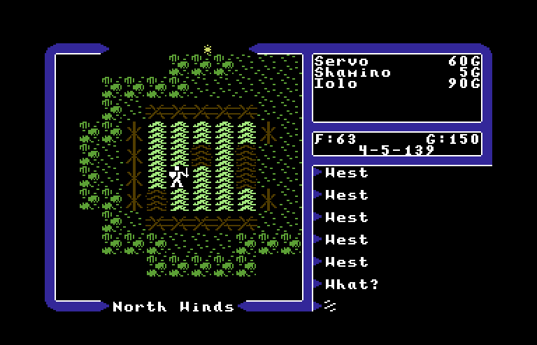 Ultima V: Warriors of Destiny Commodore 64 Screenshot: Found some kind of a garden here...