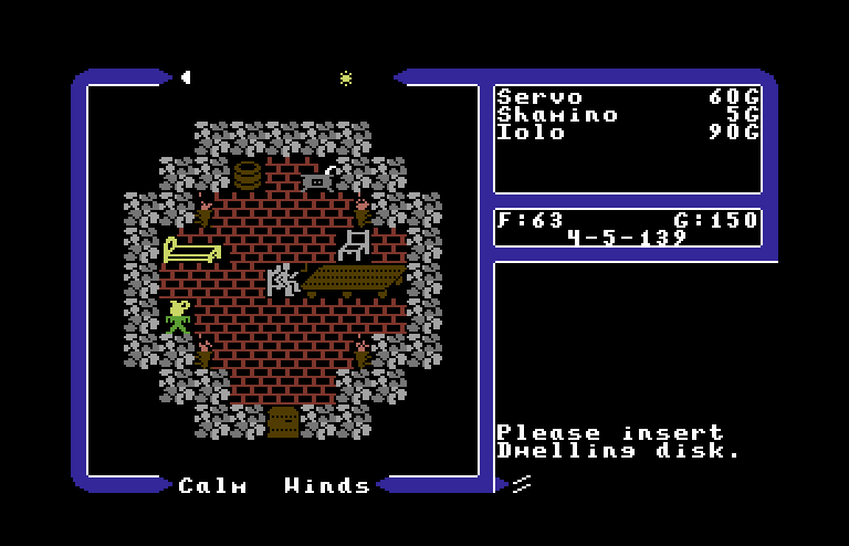 Ultima V: Warriors of Destiny Commodore 64 Screenshot: The game begins here.