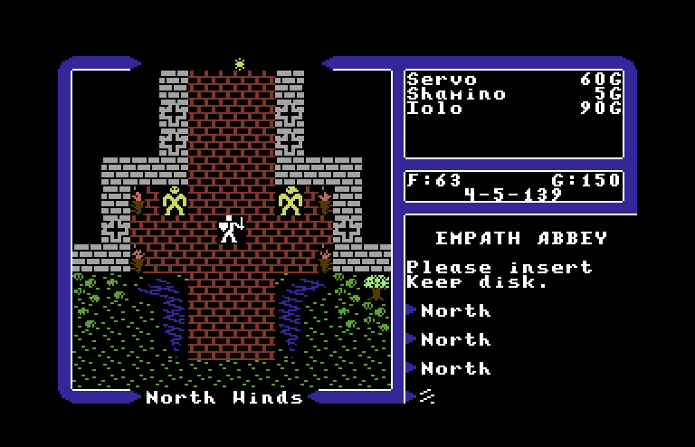 Ultima V: Warriors of Destiny Commodore 64 Screenshot: Entering Empath Abbey...