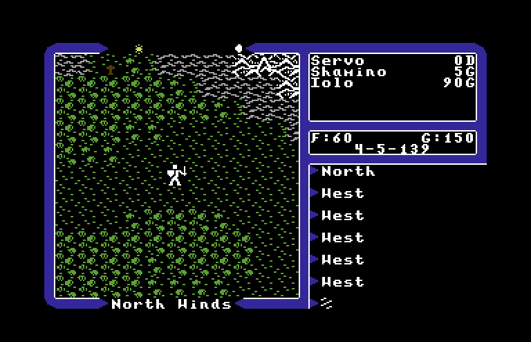 Ultima V: Warriors of Destiny Commodore 64 Screenshot: Exploring the lands again...