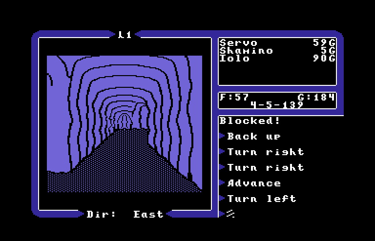 Ultima V: Warriors of Destiny Commodore 64 Screenshot: Entering a cave.