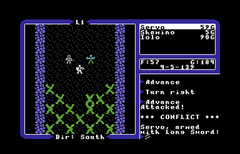 Ultima V: Warriors of Destiny Commodore 64 Screenshot: A battle with slime!