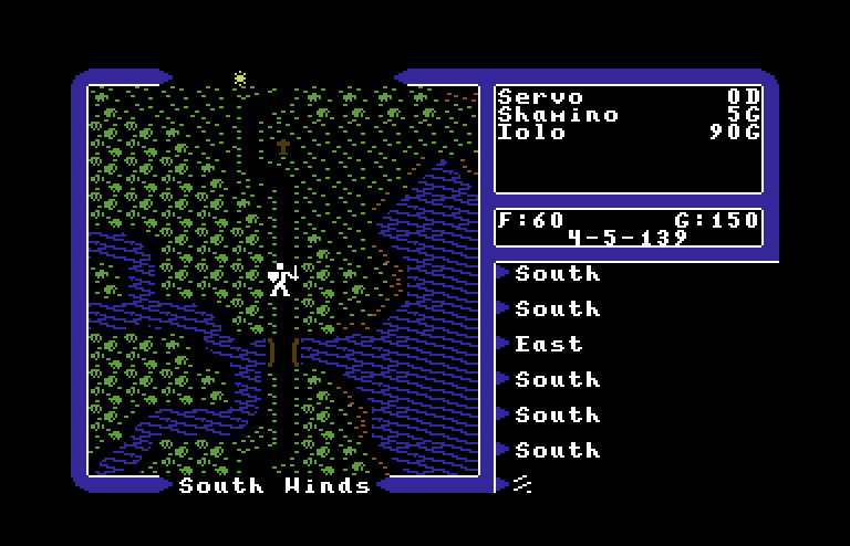 Ultima V: Warriors of Destiny Commodore 64 Screenshot: Exploring Britannia.