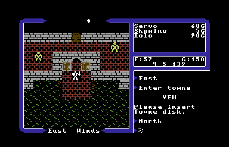 Ultima V: Warriors of Destiny Commodore 64 Screenshot: Entering the town of Yew.