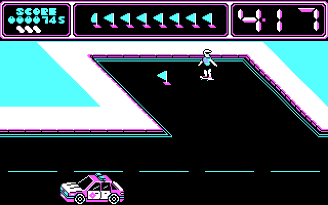Awesome Earl in SkateRock IBM PC/Compatibles Screenshot: Located a flag.