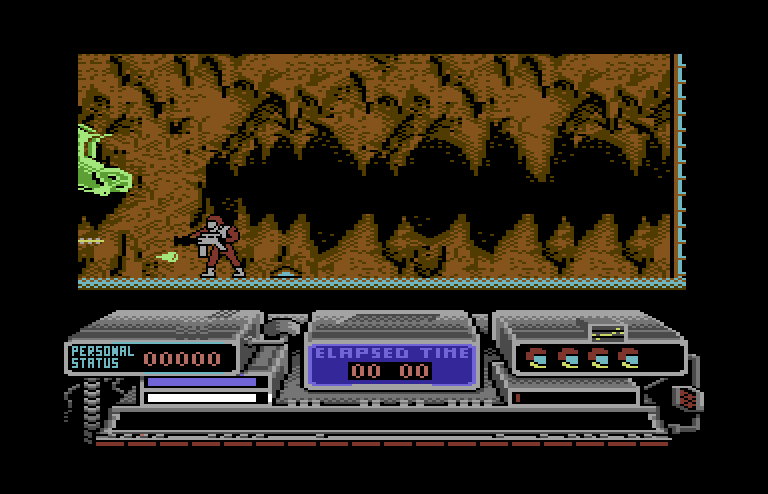 Baal Commodore 64 Screenshot: Attacking a giant demon...