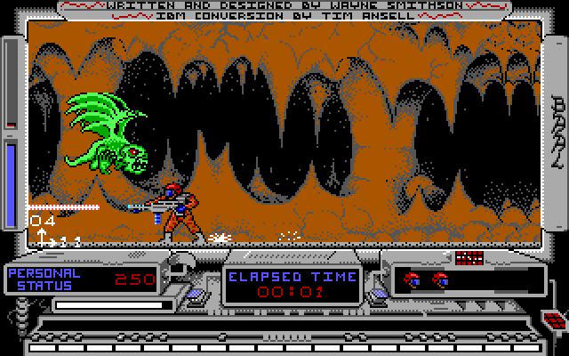 Baal IBM PC/Compatibles Screenshot: Head to head with a large dragon.