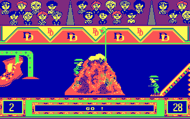 Double Dare IBM PC/Compatibles Screenshot: Grab the flag at the top of the hill.