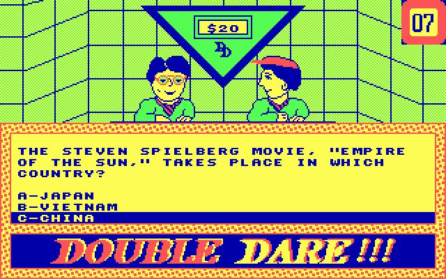 Double Dare IBM PC/Compatibles Screenshot: Player double dares the other player...