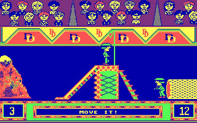 Double Dare IBM PC/Compatibles Screenshot: Grab the flag then pass it along.