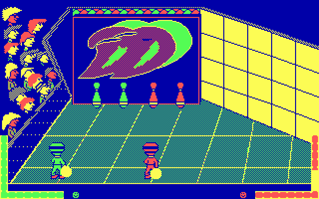 Double Dare IBM PC/Compatibles Screenshot: Here's the bowling toss-up challenge.