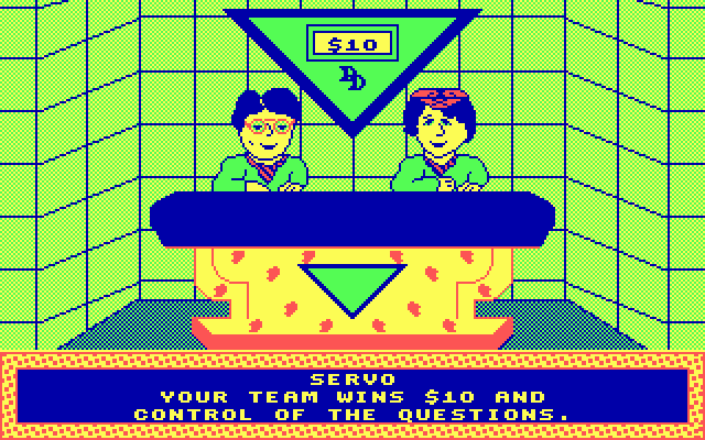 Double Dare IBM PC/Compatibles Screenshot: Player one begins with control of the questions.
