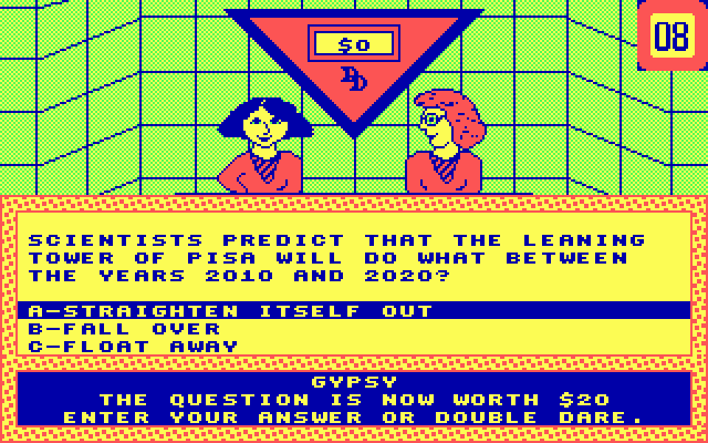Double Dare IBM PC/Compatibles Screenshot: You can answer the question, or double dare!